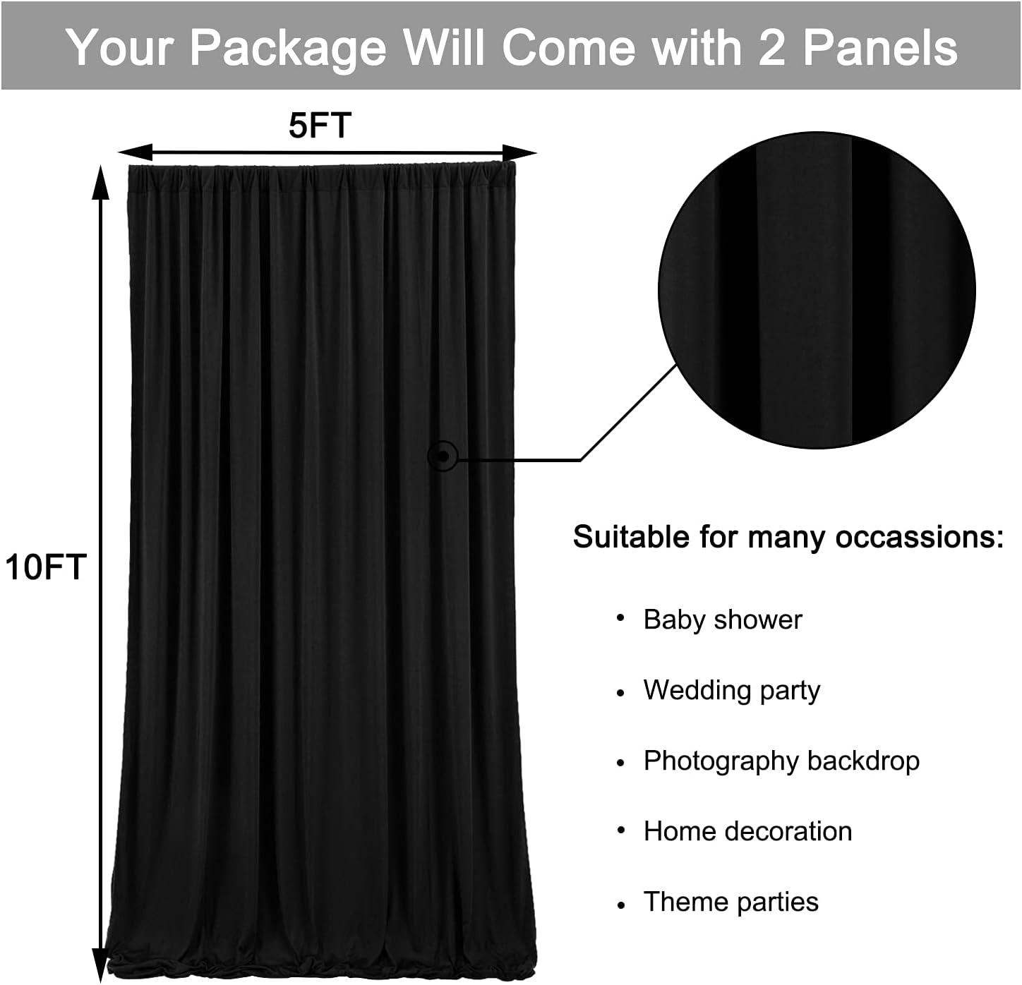 CO-AVE 10x10ft Black Backdrop Curtain For Party Wedding
