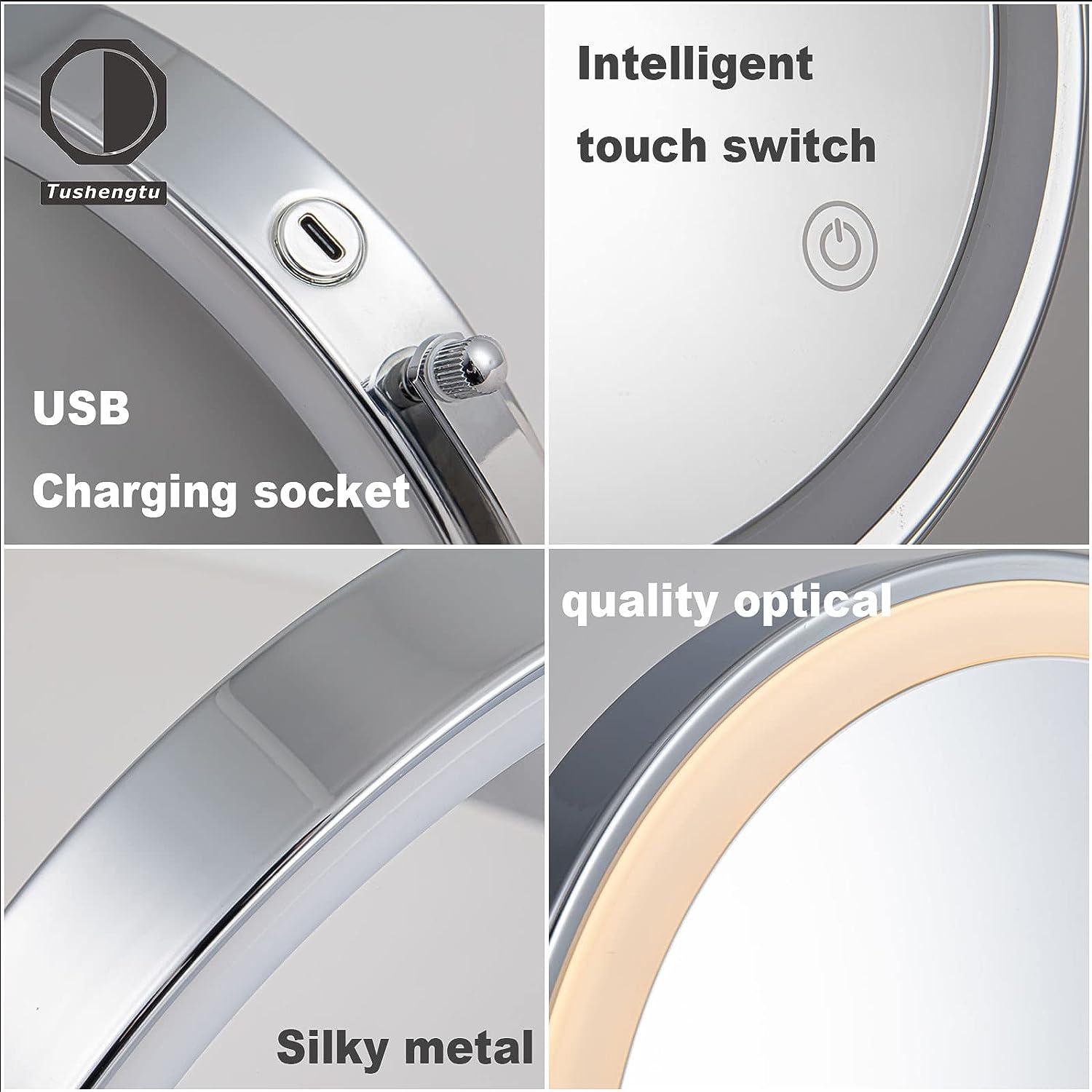 TUSHENGTU 8 TriColor 10X Magnifying Makeup Mirror HeightAdjustable