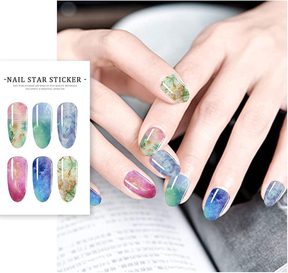 10 Roll Starry Sky Nail Art Foil Stickers, Colorful Print Nail Design