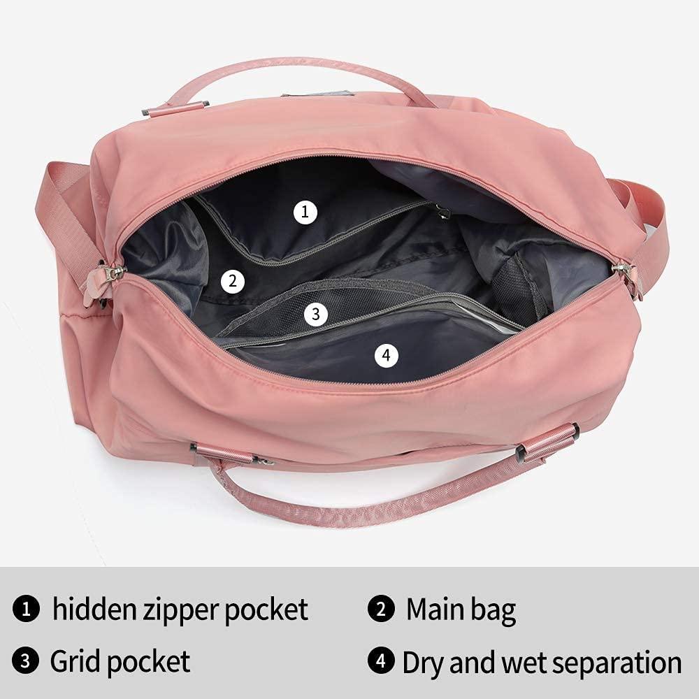 Pink Large Capacity Travel Bag, Dry & Wet Separation Gym Sports