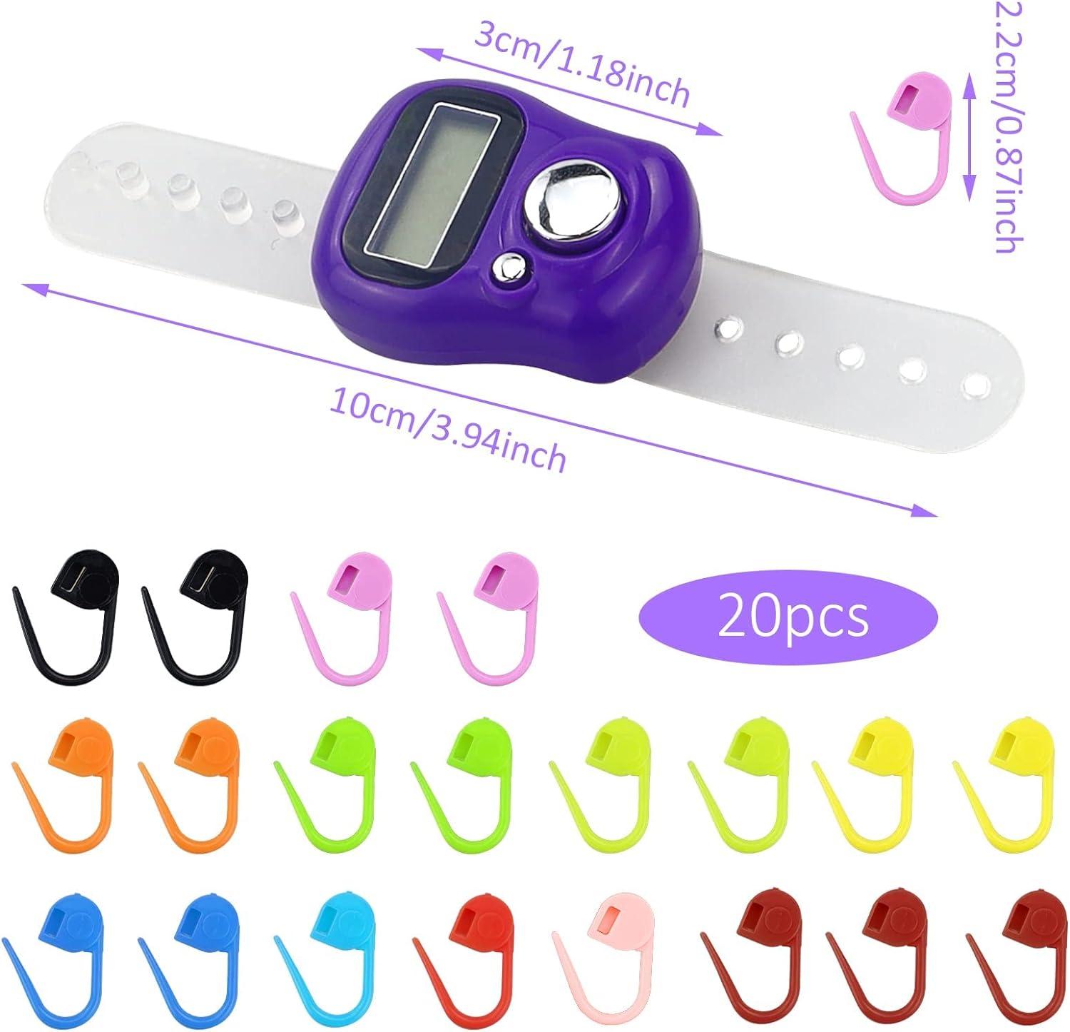 DEPAADER Stitch Counters for Crocheting - Row Counter for Knitting 2 Pcs  Sound Finger Digital Counters 150 Pcs Crochet Makers Locking Clip for  Crochet Beginner Hand Counter Clicker Crocheting Counter : : Home