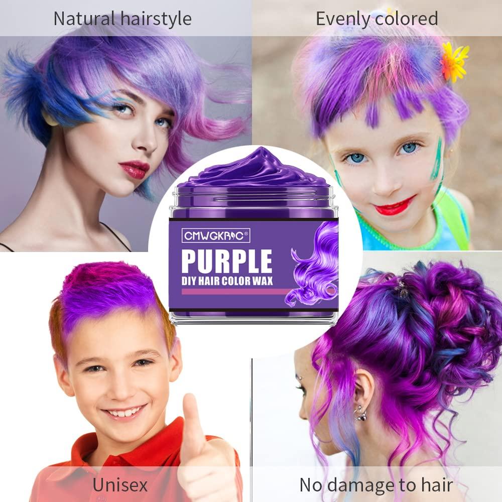 4 Colors Temporary Hair Color for Halloween Kids Women Men, Green Pink Blue  Purple Hair Dye, Instant Hair Color Wax DIY Hairstyle Washable Hair Dye  Cream Natural Temporary Hair Color Wax Party