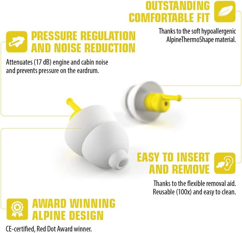 Alpine FlyFit Airplane Pressure Relief Earplugs 100x Reusable Hygienic