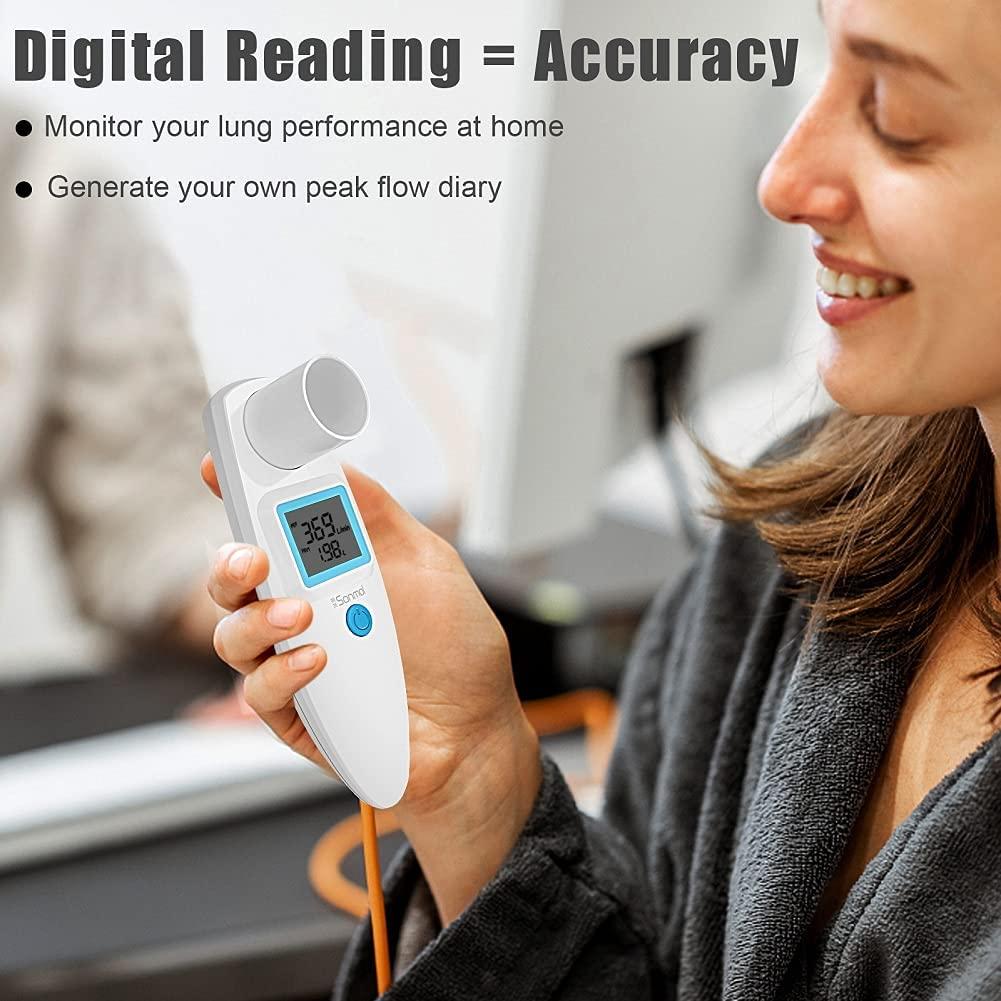 Digital Peak Flow Meter Spirometer Asthma for Adult Kids Portable PEF ...