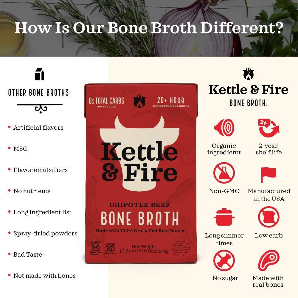 Kettle & Fire Chipotle Beef Bone Broth, 16.9 OZ 1.05 Pound (Pack of 1)
