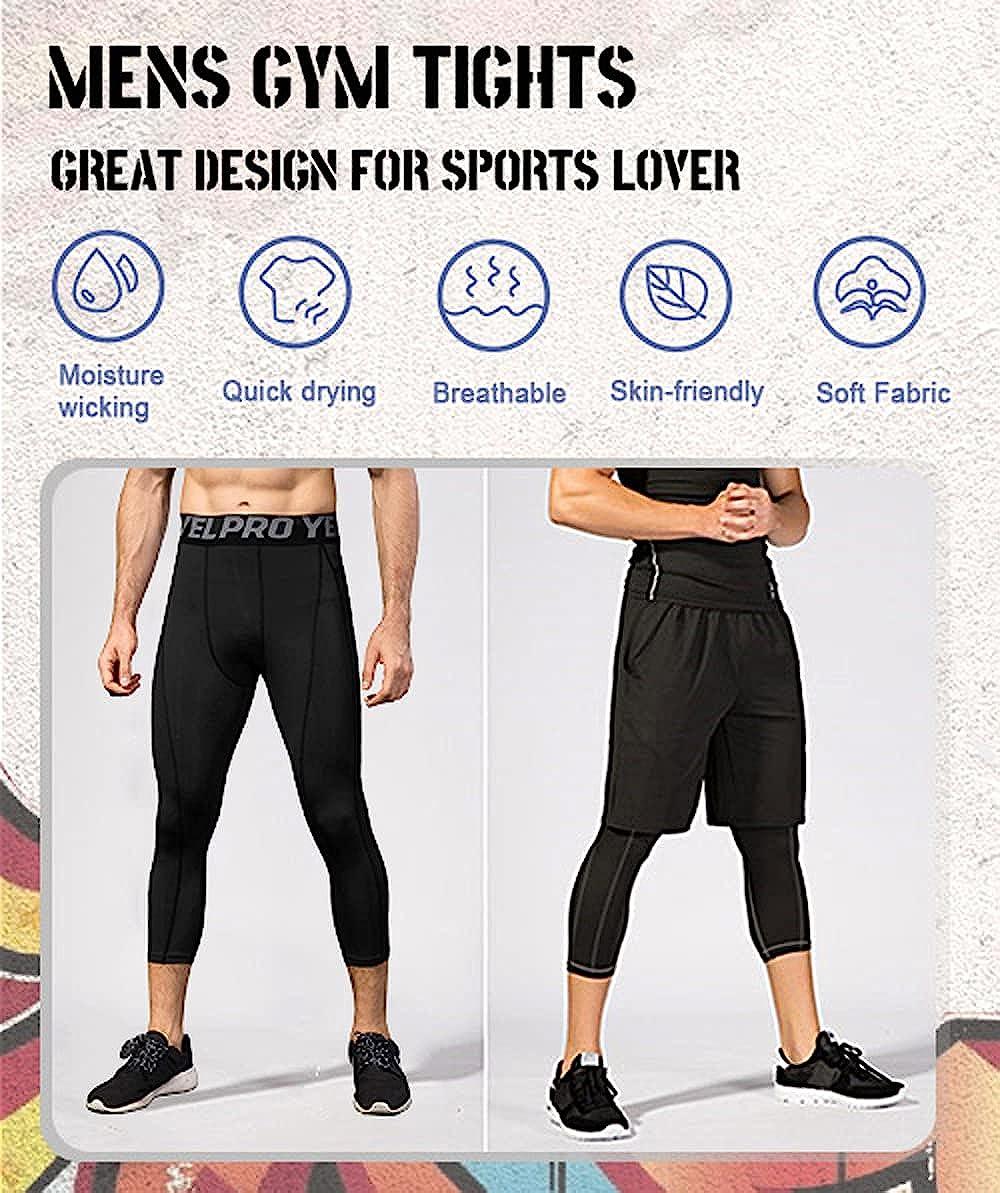 Buy Yuerlian 1 or 3 Pack Men's Compression Pants Running Tights