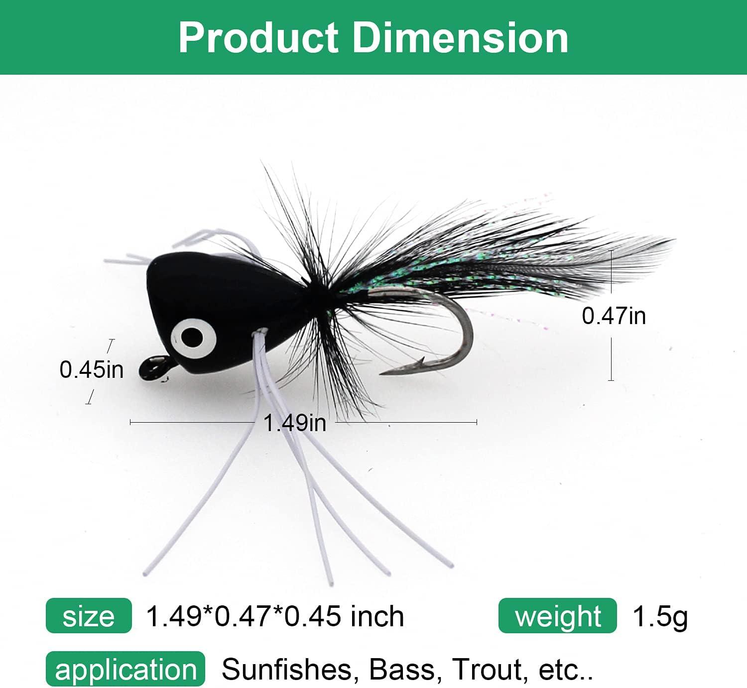FishingPepo Fly Fishing Poppers, Topwater Fishing Lures Bass Crappie  Bluegill Sunfish Panfish Trout Salmon Perch Steelhead Flies for Fly Fishing  Bass Panfish Bluegill Trout Salmon 10pcs
