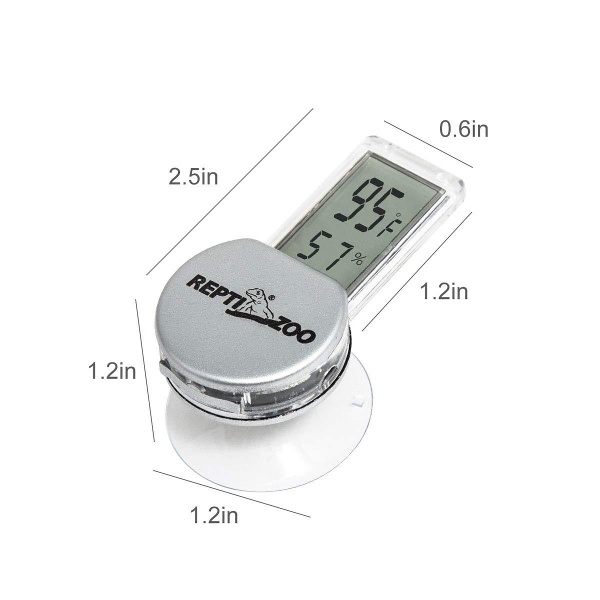 REPTI ZOO Reptile Terrarium Thermometer Hygrometer Digital LCD Display Pet  Rearing Box Reptiles Tank Thermometer Hygrometer with Suction Cup