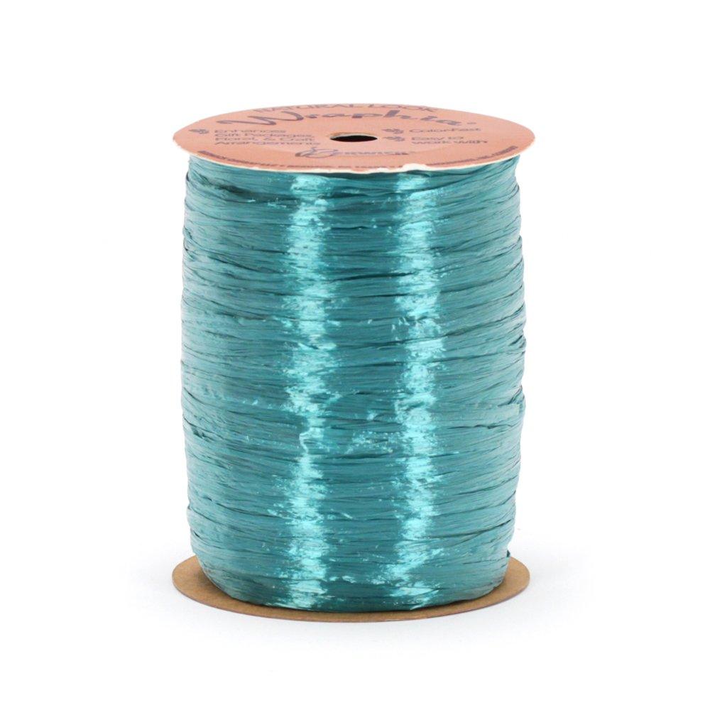 Berwick Offray Pearlized Teal Blue Raffia Ribbon 1/4'' Wide 100 Yards