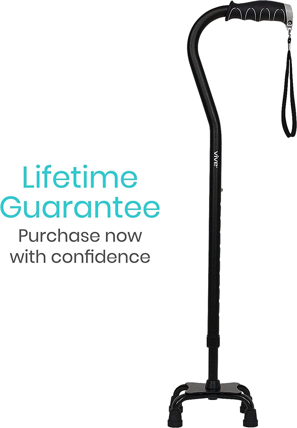 Vive Quad Cane Lightweight Adjustable Walking Stick for Men and Women