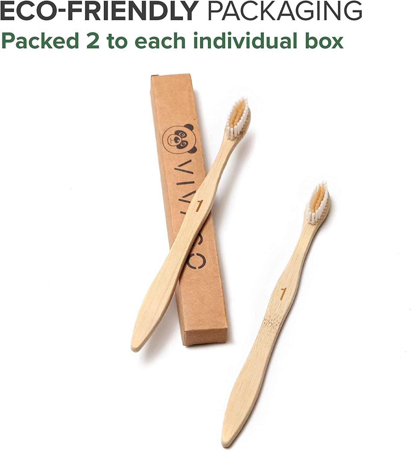 (50 Pack) VIVAGO Biodegradable Bamboo Toothbrushes Bulk Soft Bristles