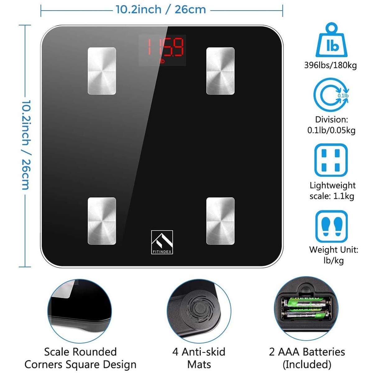 FITINDEX Smart Body Fat Scale, Digital Weight Scale, Body Composition