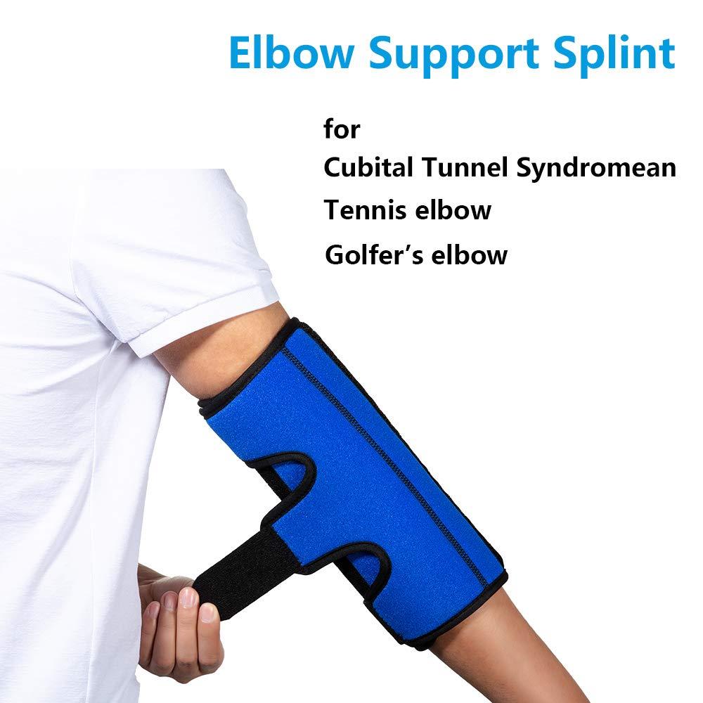 Elbow Brace for Cubital Tunnel Syndrome Elbow Immobilizer Stabilizer  Support Splint for Arthritis Pain Relief Tendonitis at Night Sleeping Arm  brace for Women and Men Fits Right & Left (Blue M) Blue