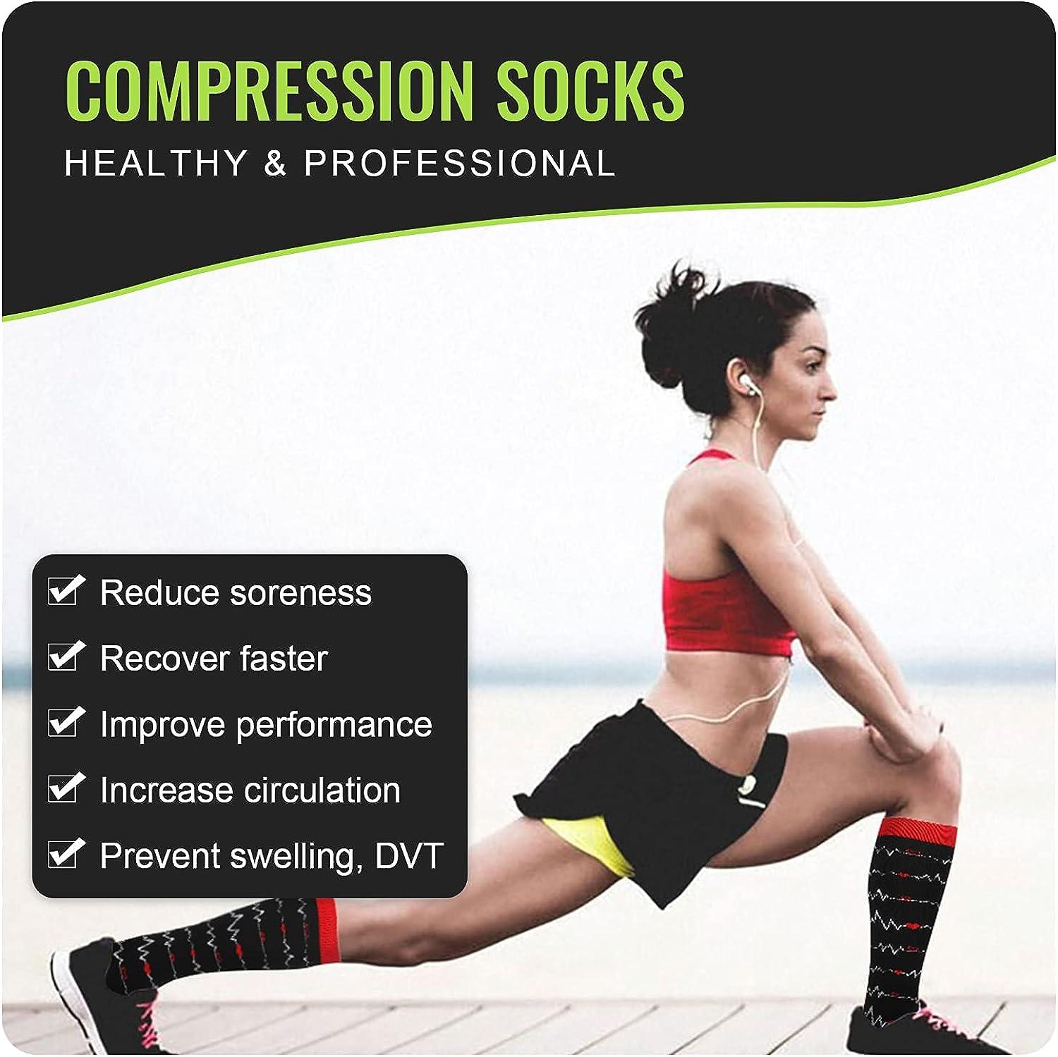 HLTPRO Compression Socks for Women & Men - 6 Pairs 20-30 mmHg