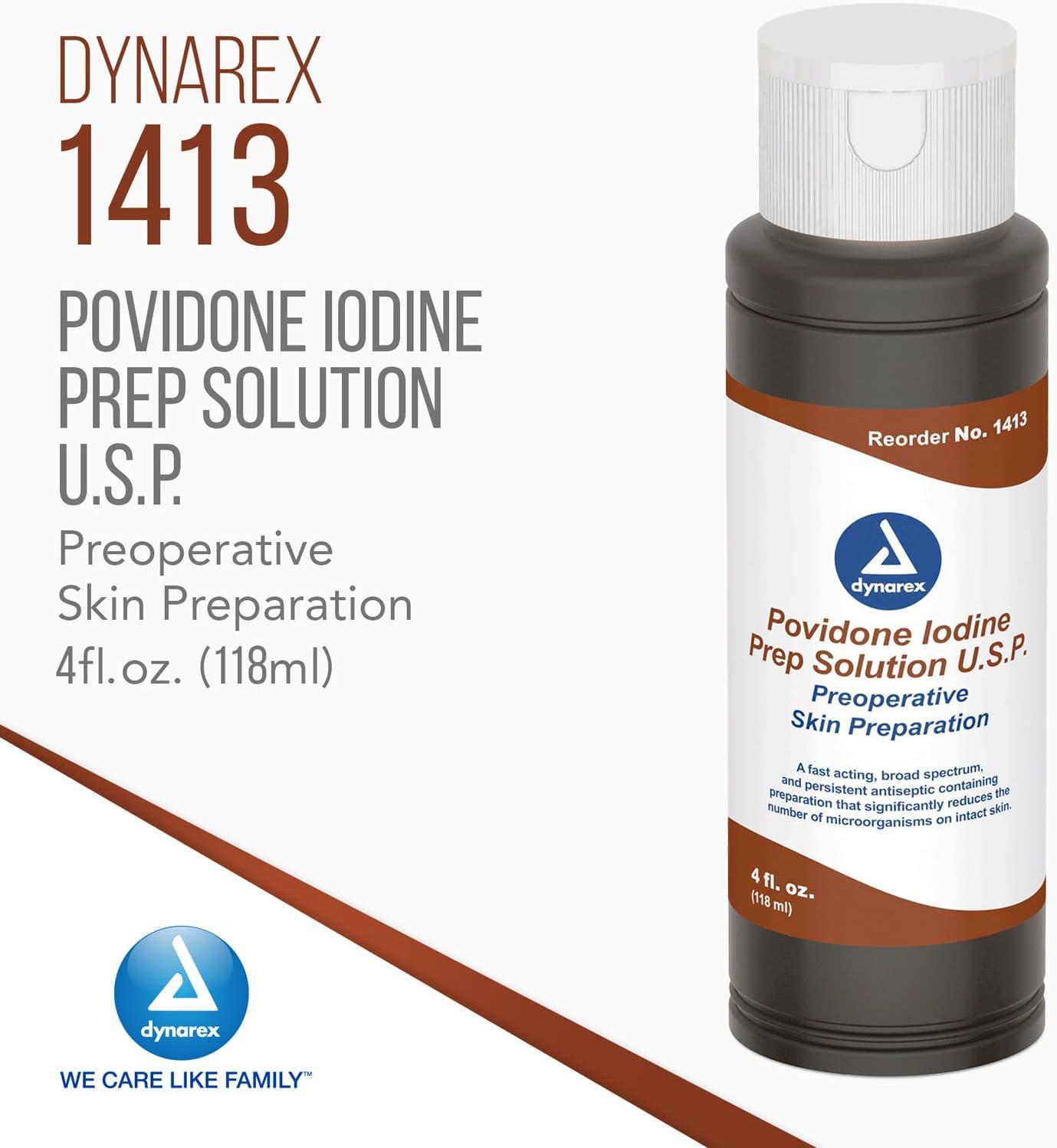 Dynarex PovidoneIodine Prep Solution 10 Antiseptic for Skin & Mucosa