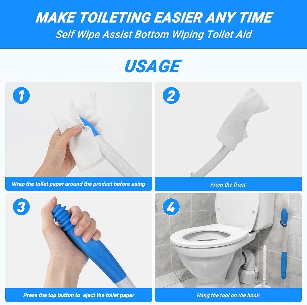 Foldable Toilet Aids for Wiping, Jhua 15.7" Long Reach Comfort Wipe