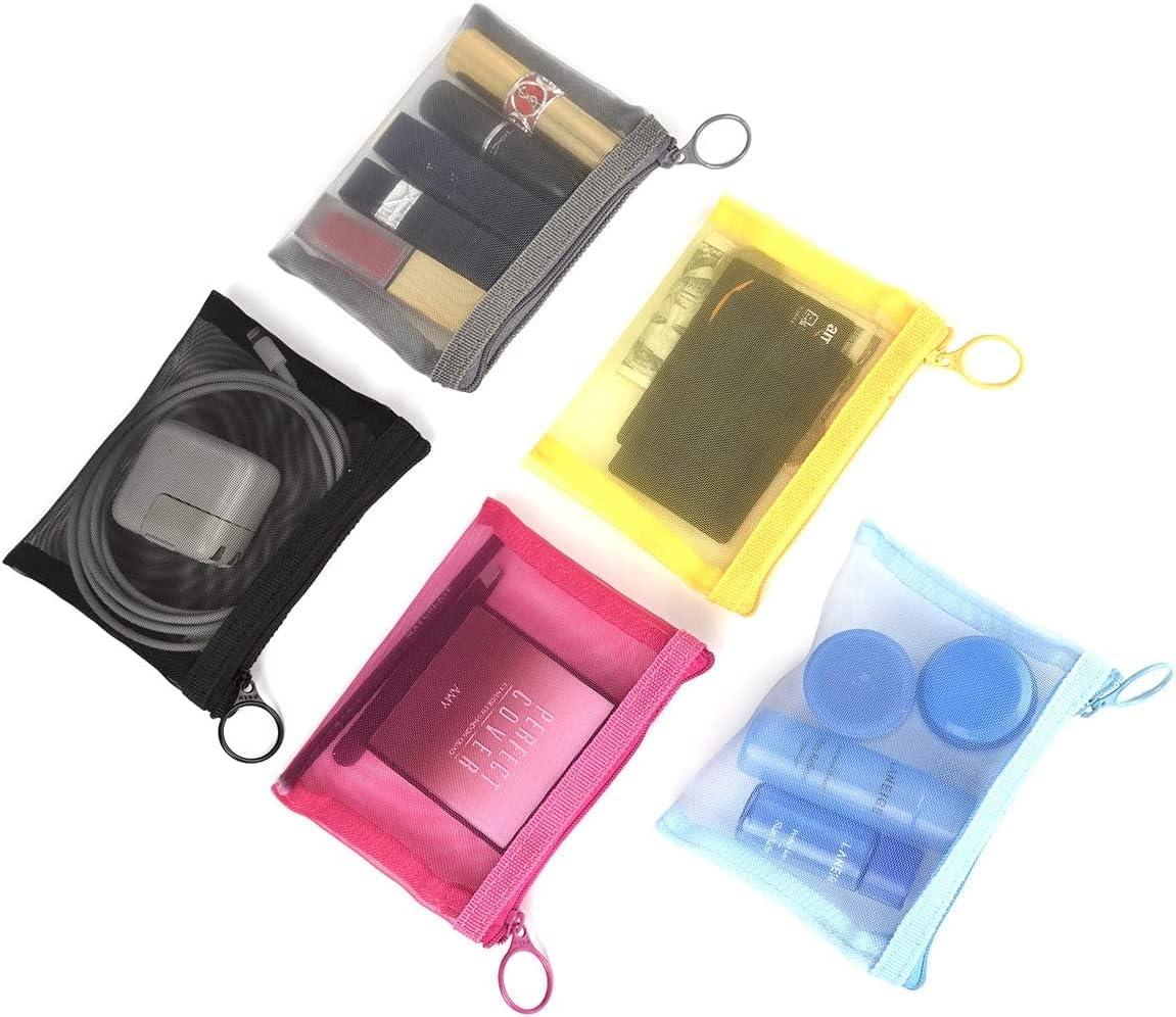 patu Mini Zipper Mesh Bags, 4 x 5, Size S / A7, 5 Pieces, Beauty Makeup  Lipstick Cosmetic Accessories Organizer, Small Travel Kit Storage Pouch