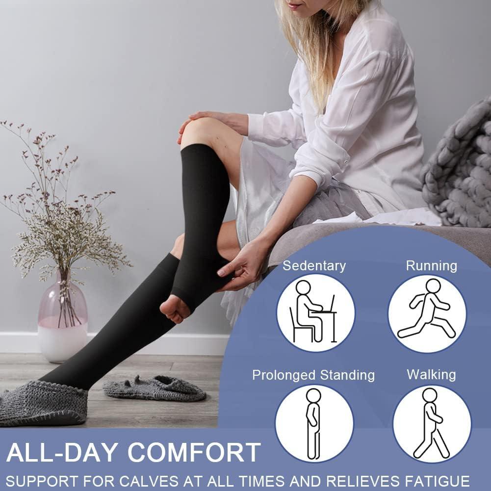 Beister Medical Open Toe Knee High Calf Compression Socks for Women & Men  Firm 20-30 mmHg Graduated Support Hosiery for Varicose Veins Edema Flight  Pregnancy (A Pair) Black Large (Pack of 1)
