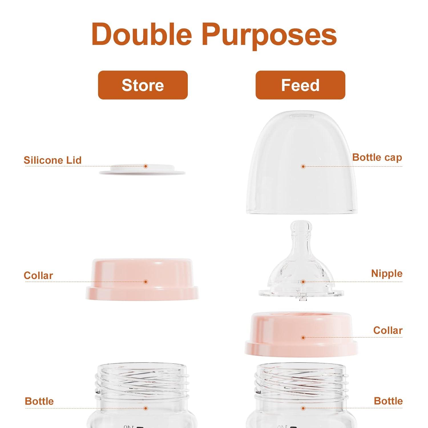 Storing breast milk in bottles with nipple clearance