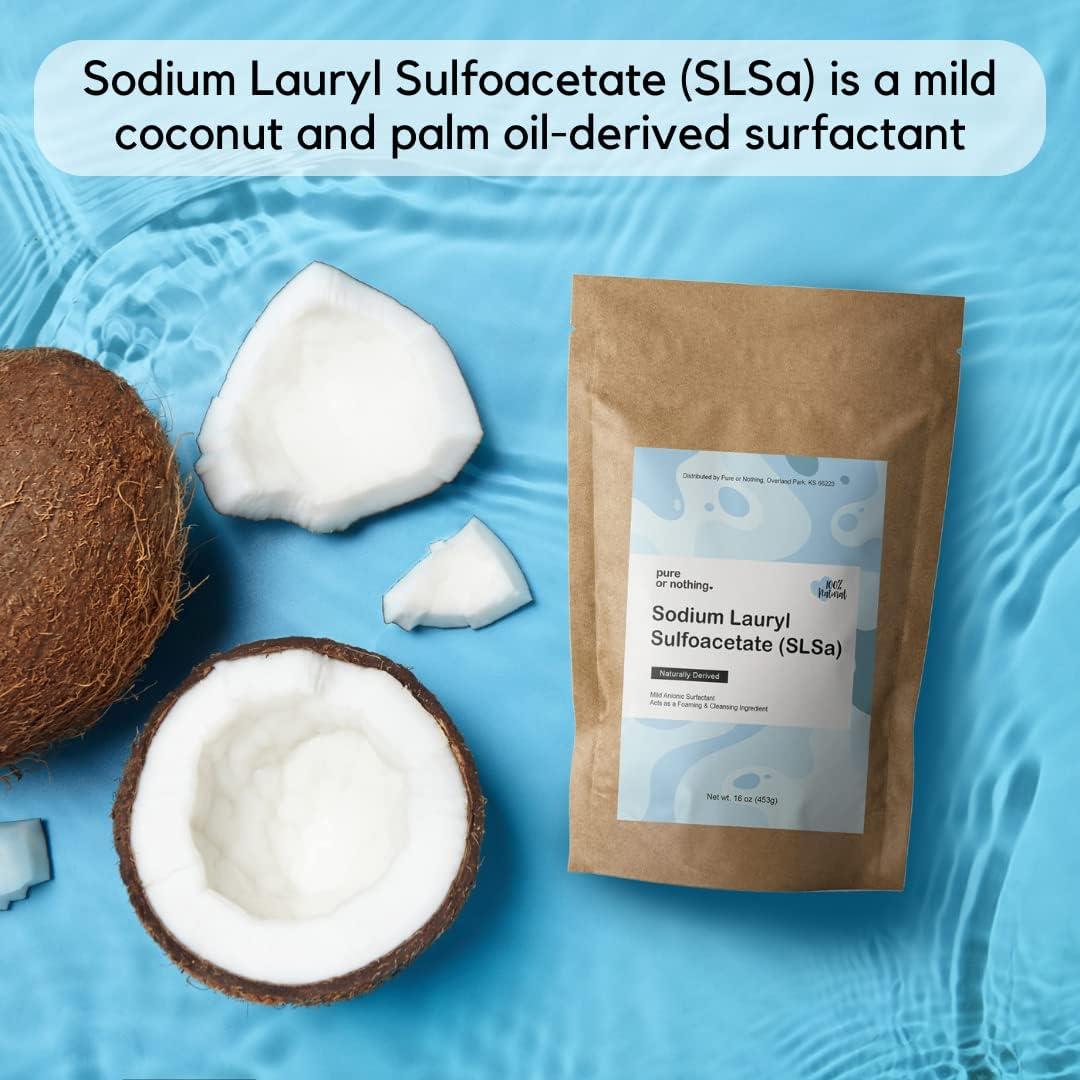 SLSa Powder, 100% Pure Sodium Lauryl Sulfoacetate, Product of USA, Great  for Making Bath Bombs Bubble Bath Bath Truffles, 16 oz