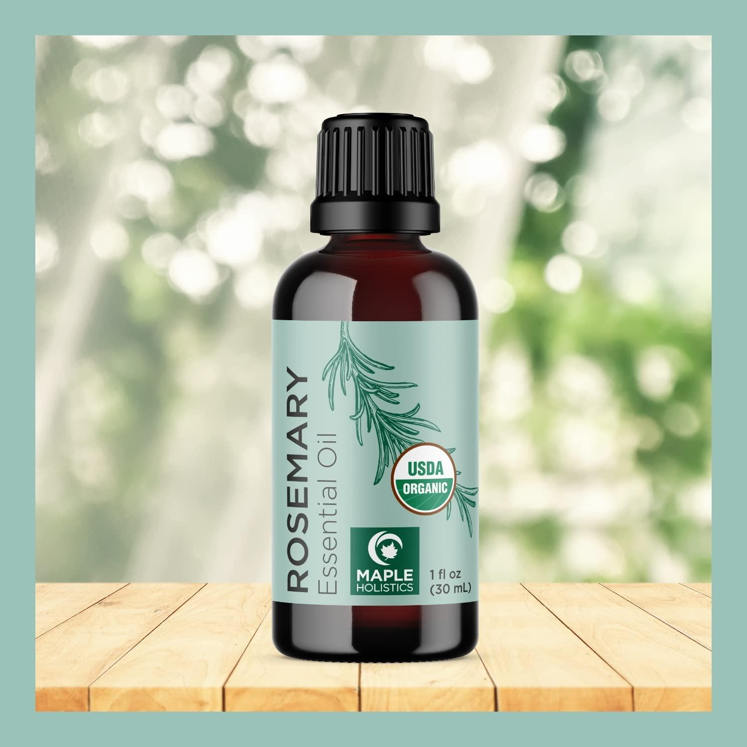 Certified Organic Rosemary Oil for Hair - Pure USDA Organic Rosemary  Essential Oil for Hair Skin and Nails Plus Aromatherapy - Organic Hair Oil  for Dry Scalp Treatment and Enhanced Volume and