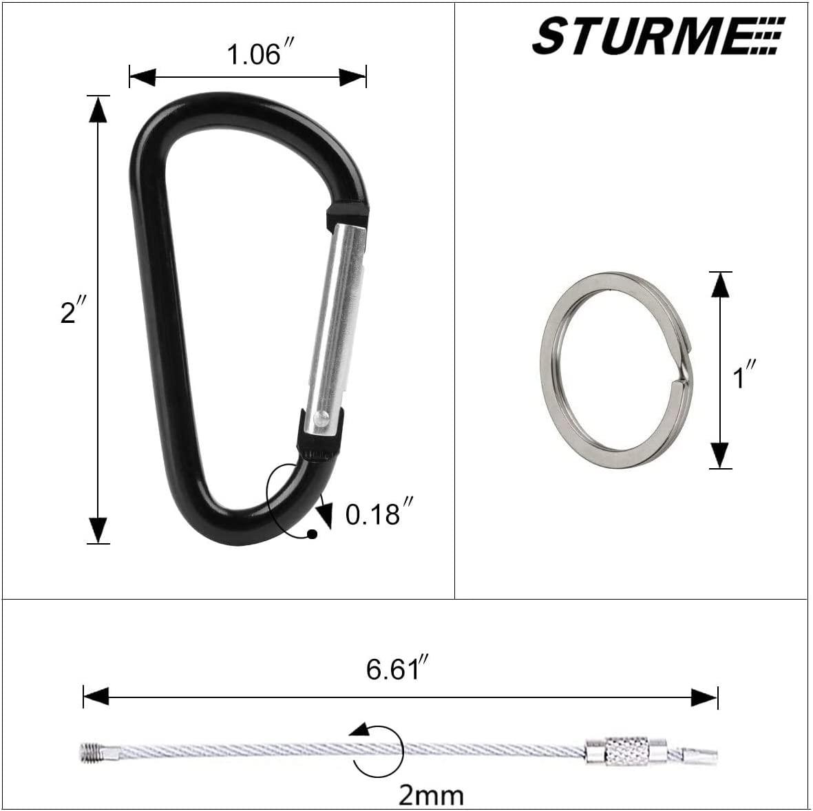 STURME 2 Aluminum D Ring Carabiners Clip D Shape Spring Loaded Gate Small Keychain  Carabiner Clip Set Outdoor Camping Mini Lock Snap Hooks Spring Link Key  Chain Durable Improved 24 PCS Assorted