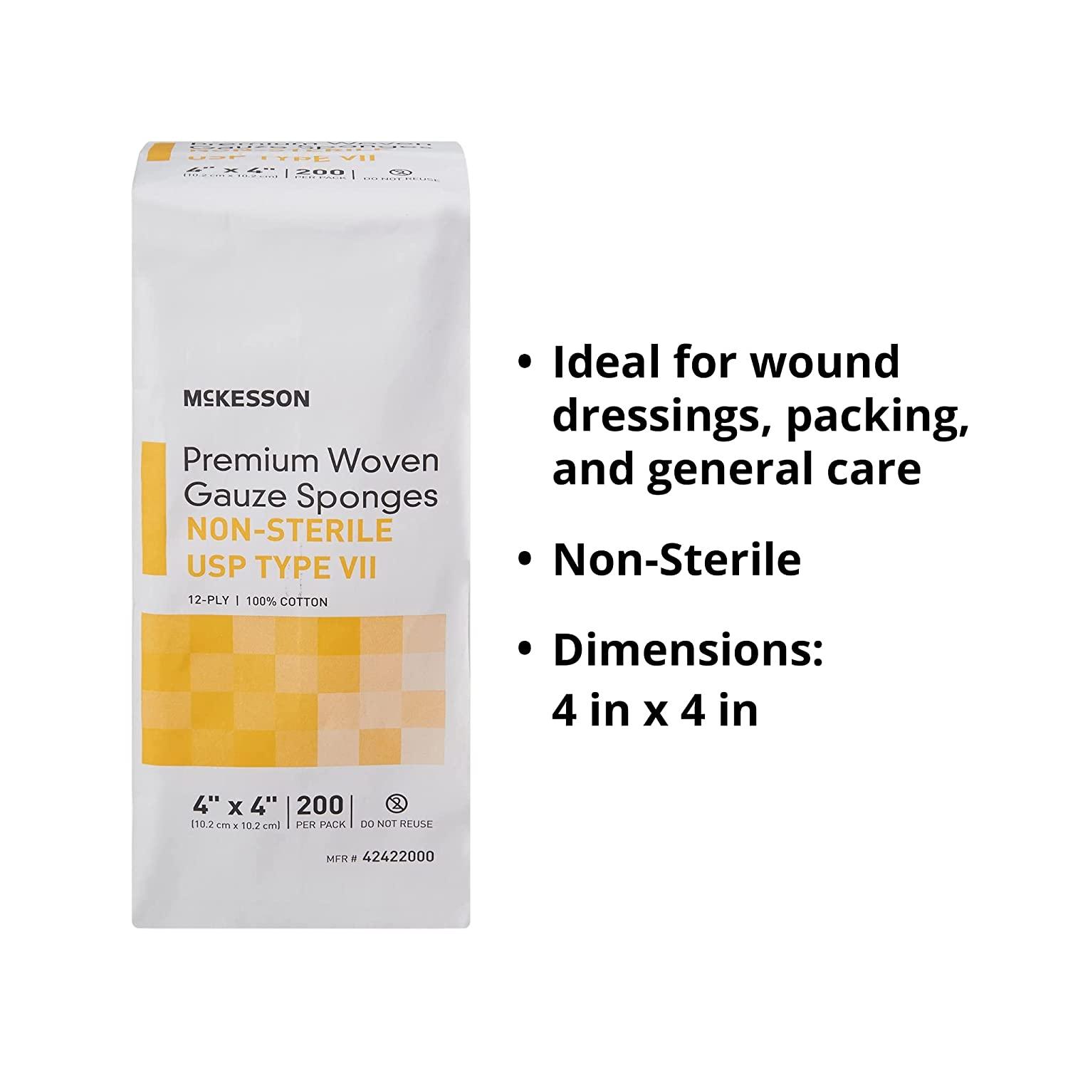 McKesson Premium Woven Gauze Sponges 12Ply NonSterile 100 Cotton 4x4