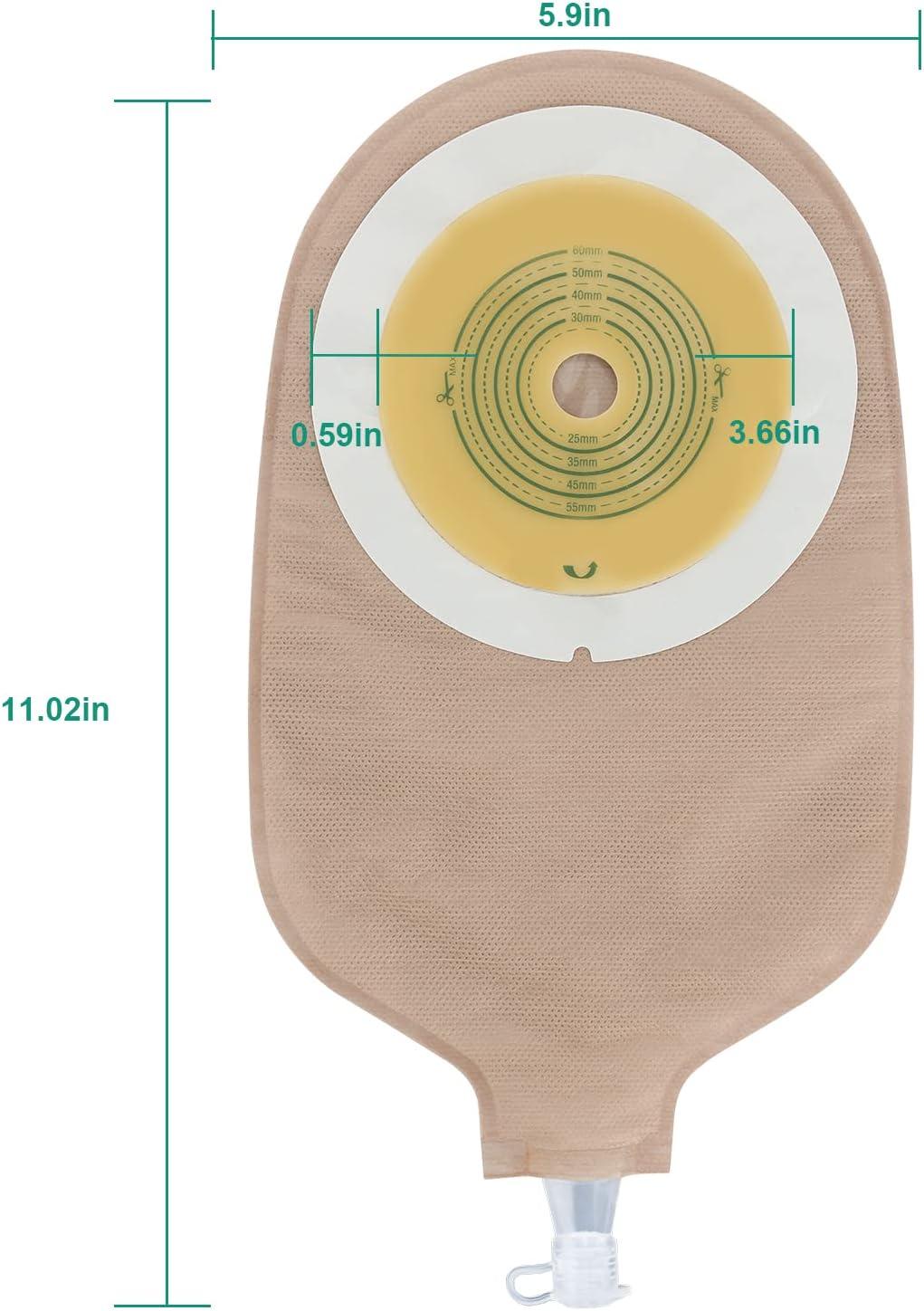 20PCS Urostomy Bags OnePiece Drainable Pouches with Measure Card