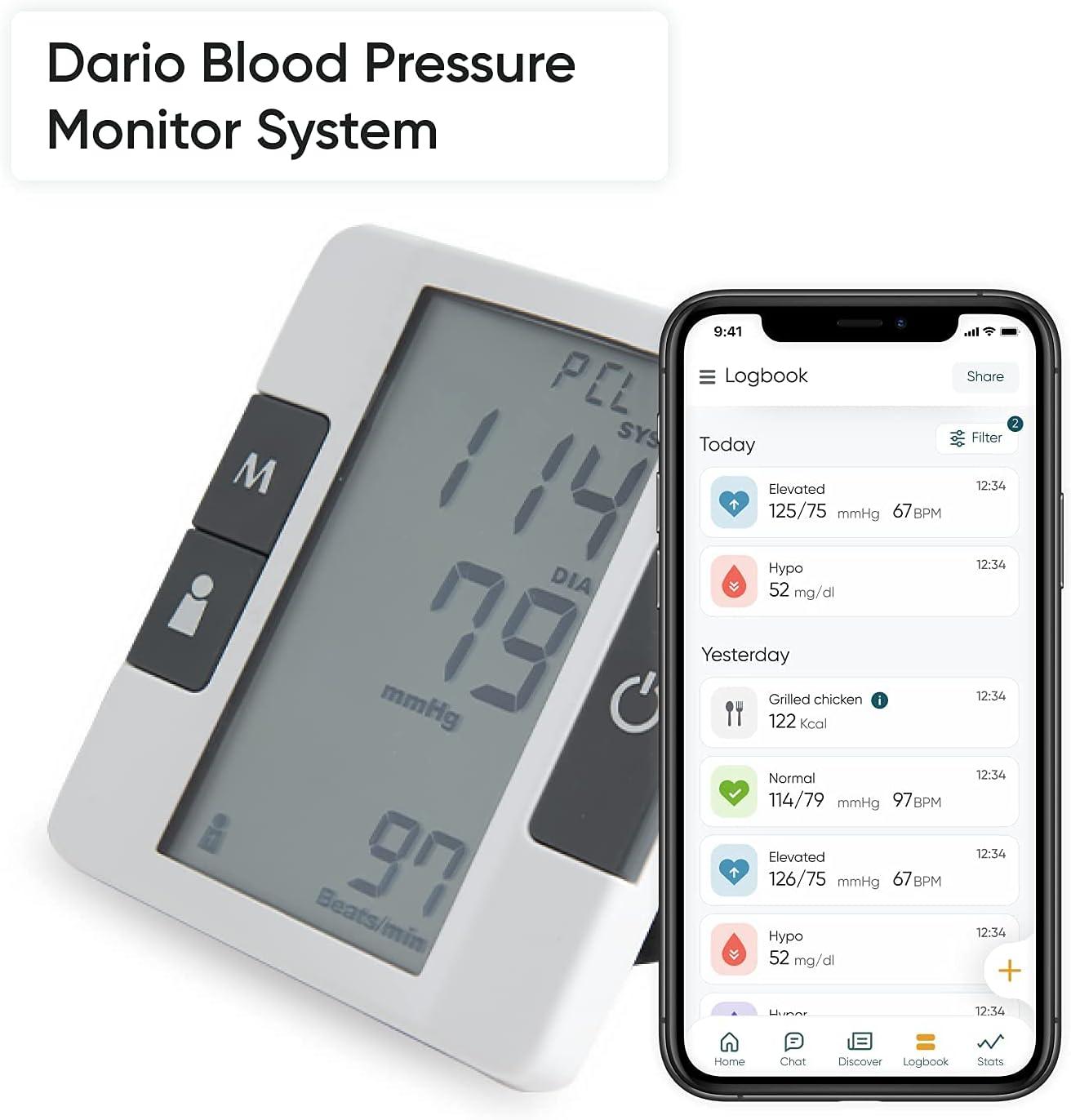  Dario Blood Pressure Monitor For Home Use Gen2 Automatic  Machine, LCD Backlit Display, Large Adjustable Arm Cuff