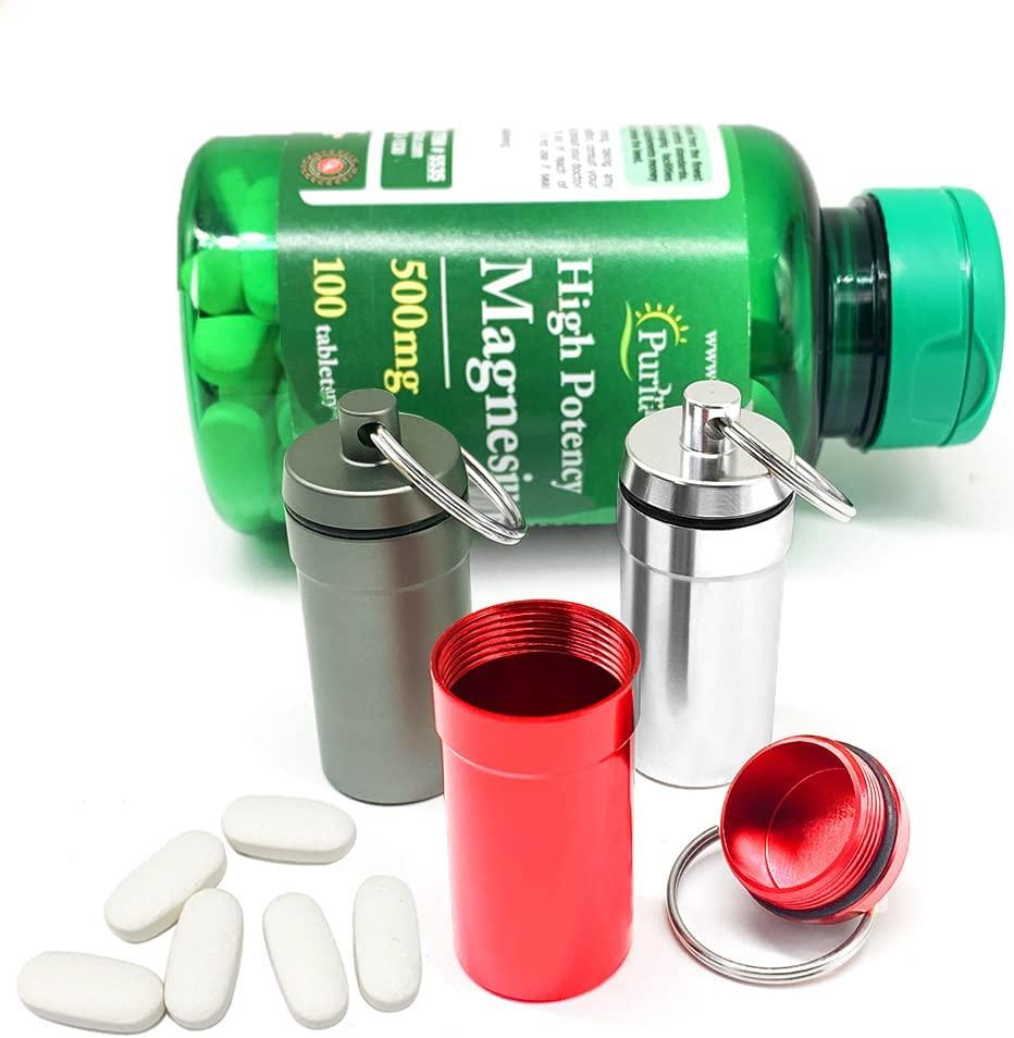 3 Packs Waterproof Aluminum Pill Fob Container, EFFIET Nitro Bottle
