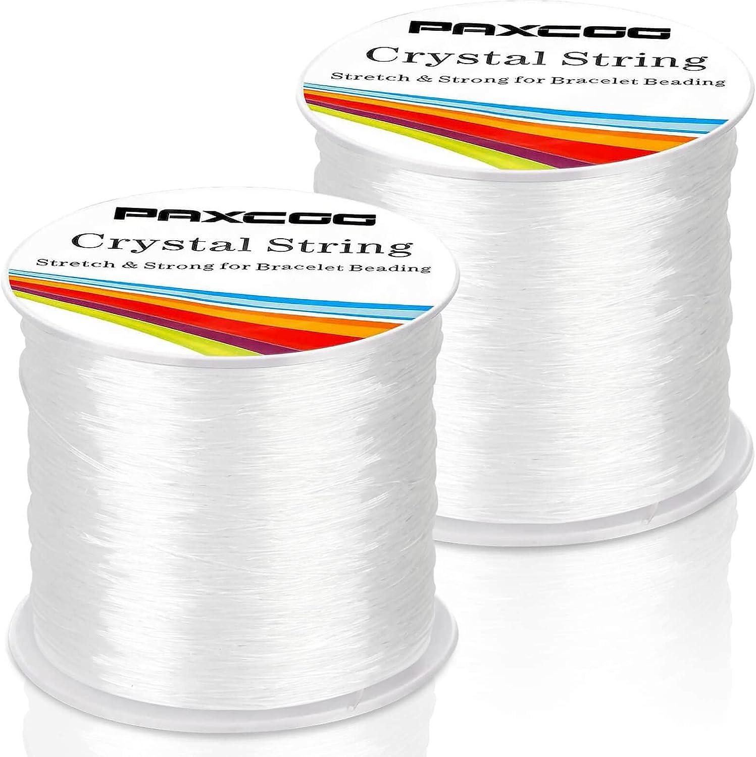 Bracelet String, Paxcoo 2 Rolls Elastic Stretchy Bead String Cord for Clay  Beads Kandi Pony Beads Bracelets Jewelry Making (0.5MM, Crystal)