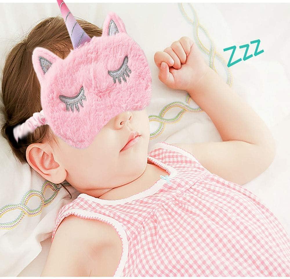 2 Pcs Kids Sleep Mask Shinywear Cat Sleeping Mask Unicorn Eye Mask for  Girls Boys Women Cute Sleep Mask Soft Plush Blindfold Eye Mask Covers for  Sleep Colorful Cat and Unicorn 2 Pack