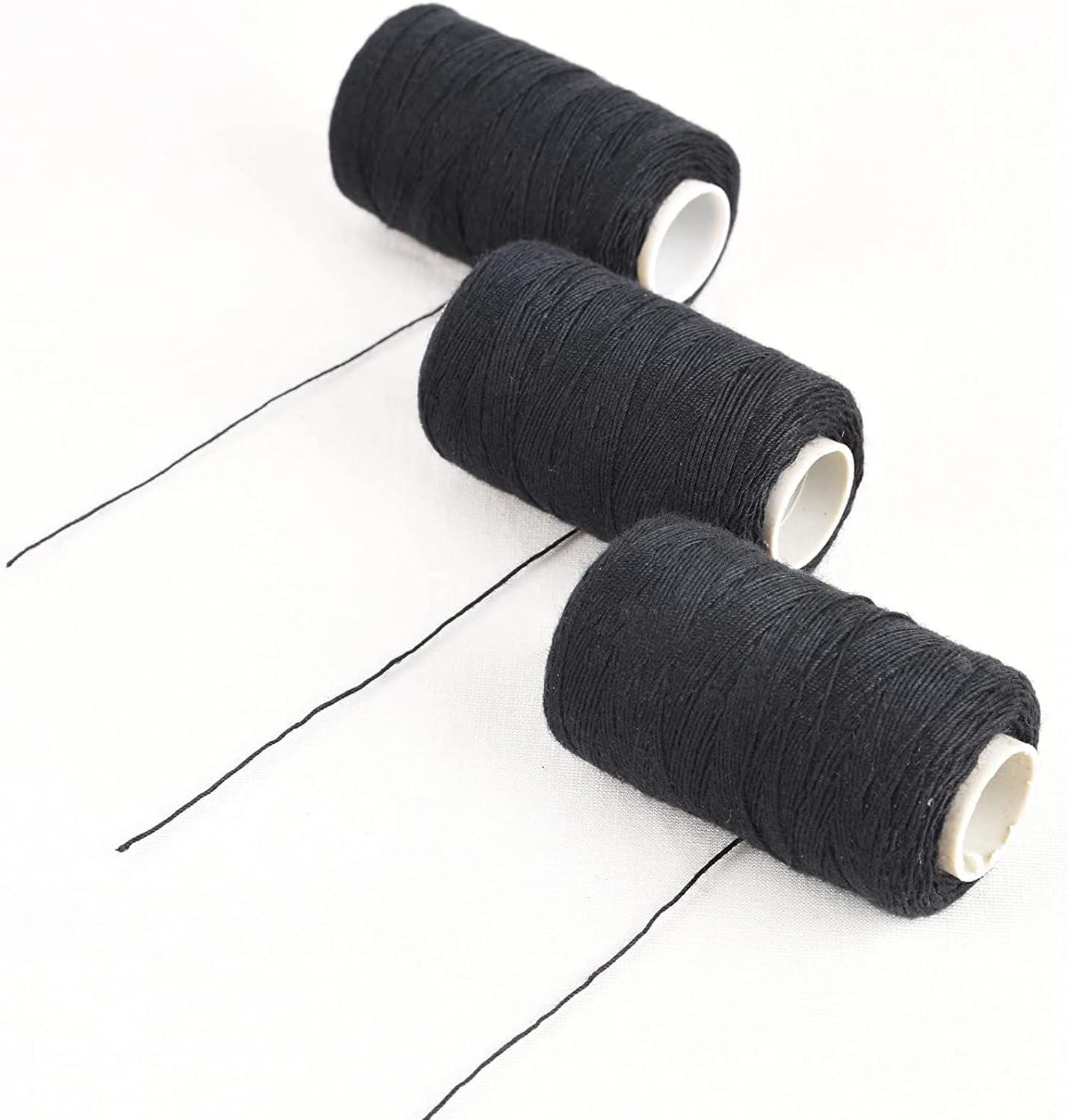 Fyydes Black Hair Weaving Thread Sewing Thread Making Hair Salon Weft Thick  Black Thread with 3 Needles 
