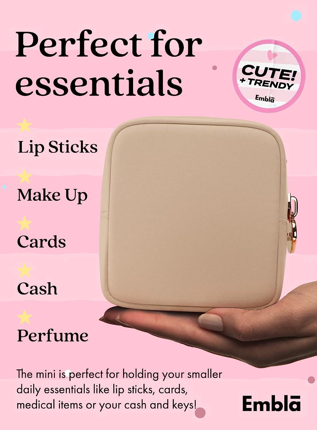 Embla Cosmetic Bag - Makeup Bag Travel Pouch, Toiletry Bags Cute Makeup  Organizer, Nylon Zipper Pouches, Pink Black Coin Purse, Storage Bag  Cosmetics