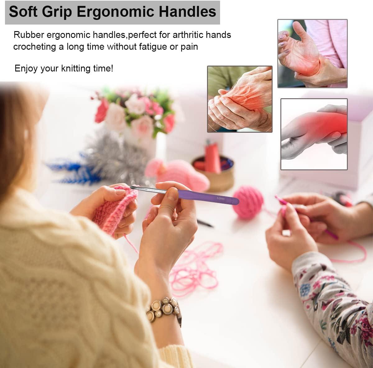 Ergonomic soft grip comfy crochet hook, 8mm-15mm, Choose size or set NEW