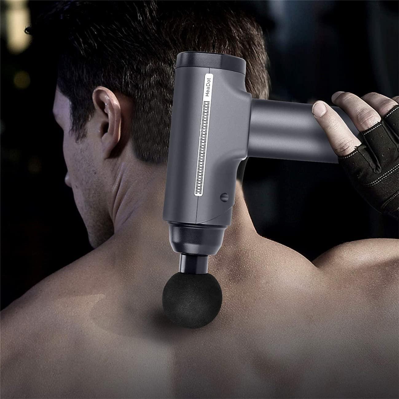 Muscle Massage Gun, Silent Deep Tissue Percussion Back Neck Hammer Massager,  for Athletes, 30 Speeds, LCD Touch Screen, with 10 Heads, Handheld Massager  (Gray)