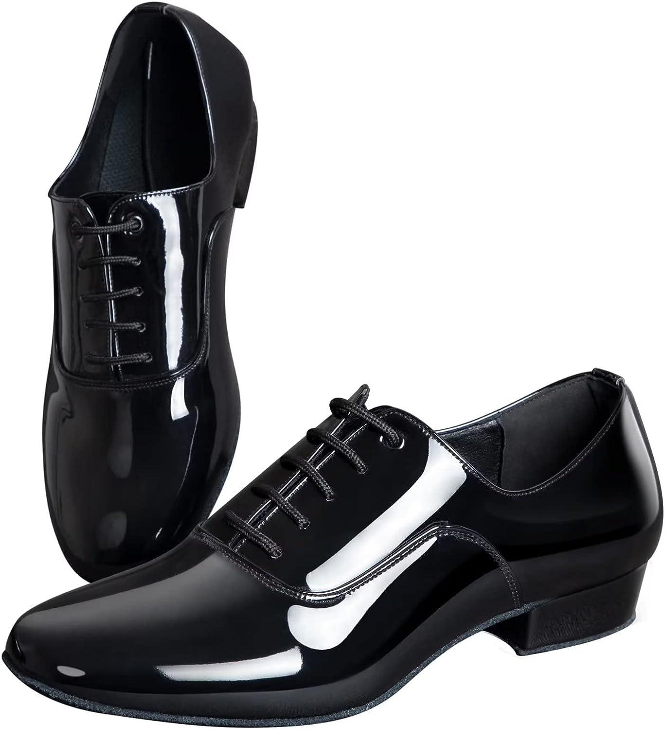 ARCLIBER Mens Dance Shoes Ballroom PU Leather Black Dancing Shoes