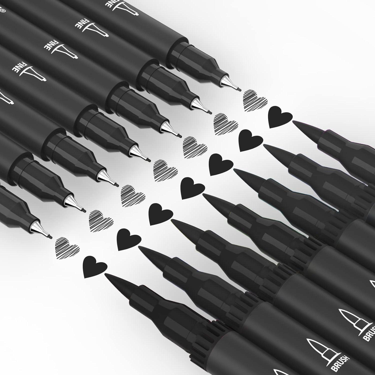 Mogyann Drawing Pens Black Art Pens for Drawing 12 Size Waterproof Ink Pens  for Artists Sketching, Manga, Writing