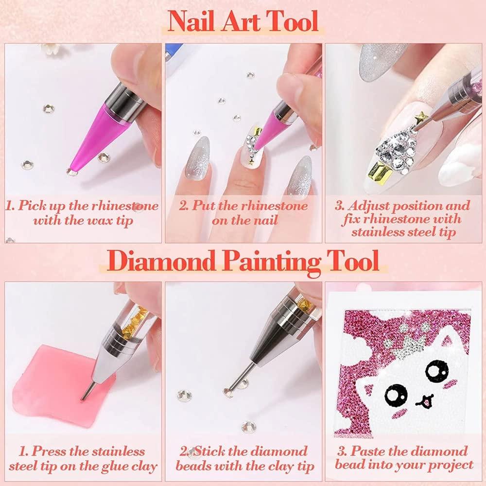 Gem Crystal Rhinestones Picker Wax Pencil Nail Art Craft Tool Wax Pen-Pack  of 2