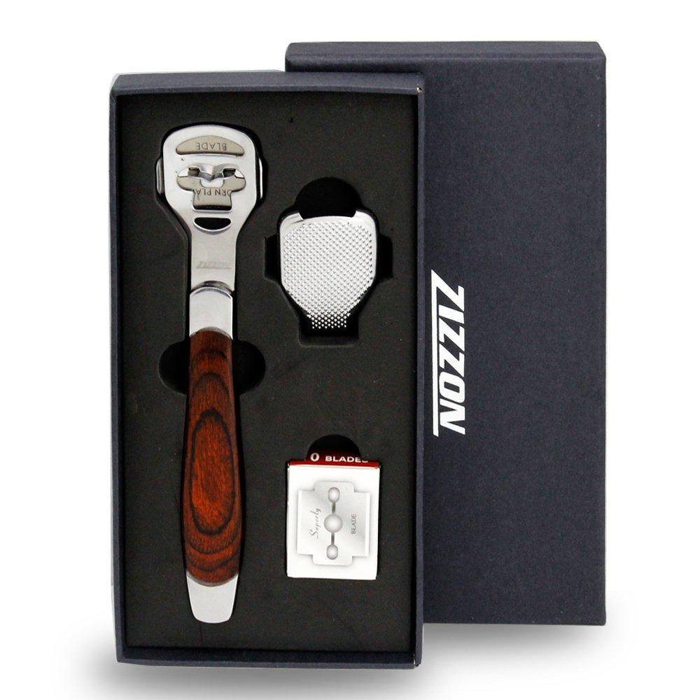ZIZZON Foot Care Pedicure Callus Shaver Hard Skin Remover Wood Handle 10  Blades ZIZZON