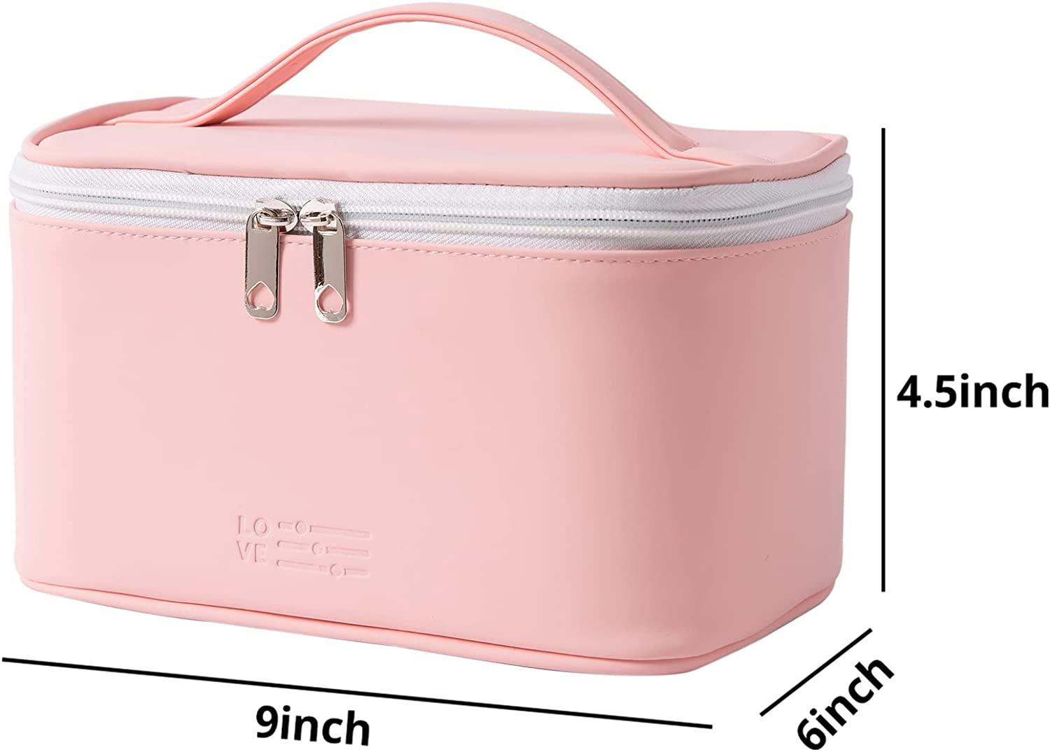 Unique Bargains Double Layer Makeup Bag Cosmetic Travel Bag Case Organizer  Bag Clear Bags for Women 1 Pcs Pink