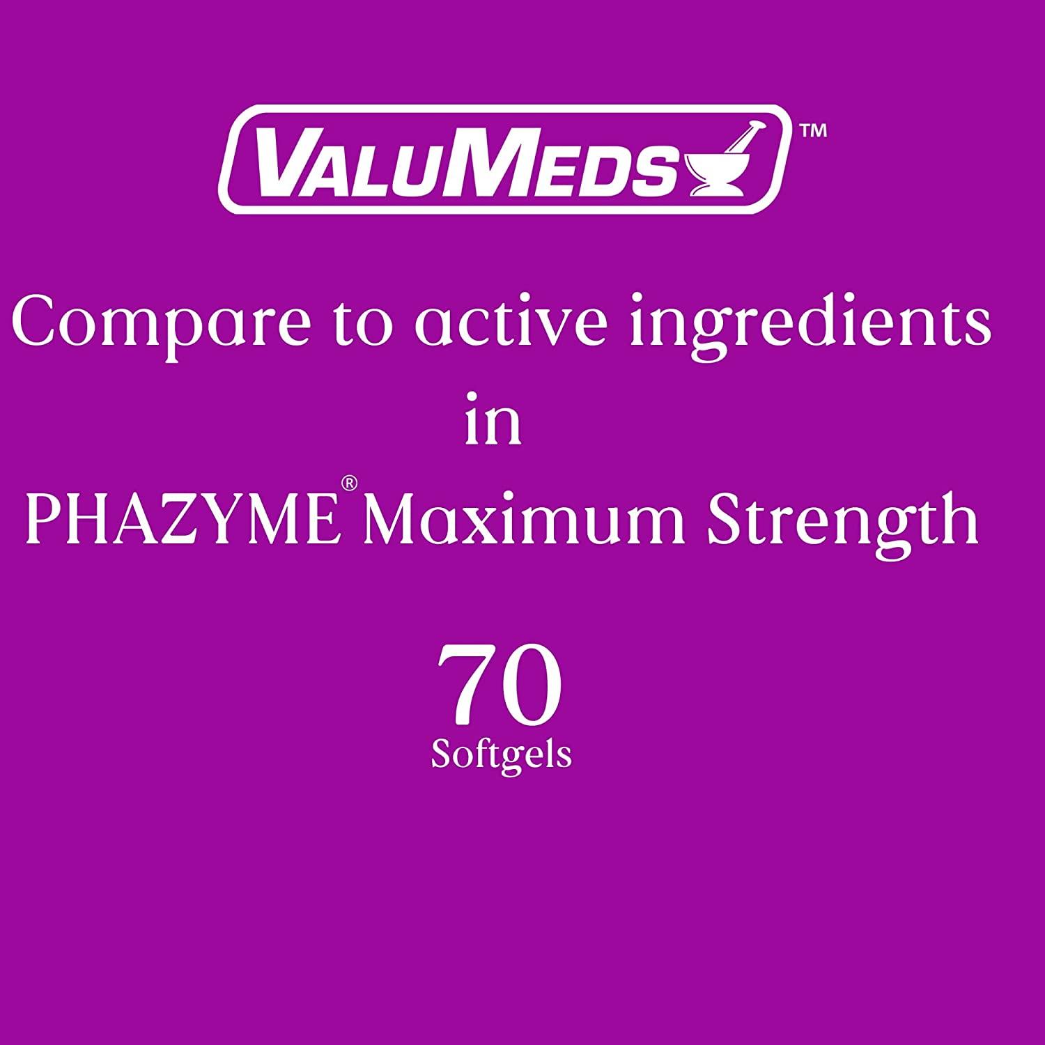 ValuMeds Max Strength Gas Relief for Adults 70 Softgels 250mg
