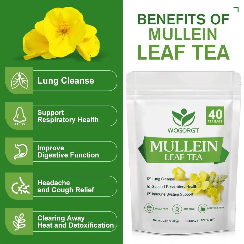 Mullein Tea Bags Natural Mullein Leaf Tea for Lungs Cleanse and