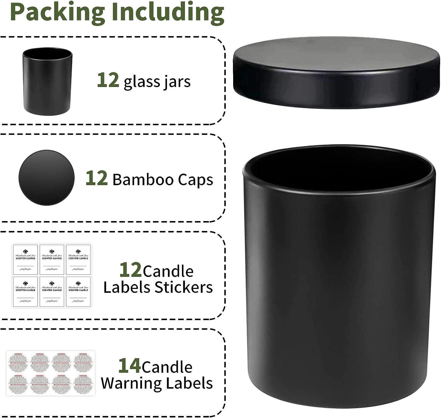 SUPMIND 12 Pack 10oz Glass Candle Jars with Lids and Sticky Labels, Empty  Candle Jars for Making Candles Bulk Containers(Matte Black) Matte Black 10oz