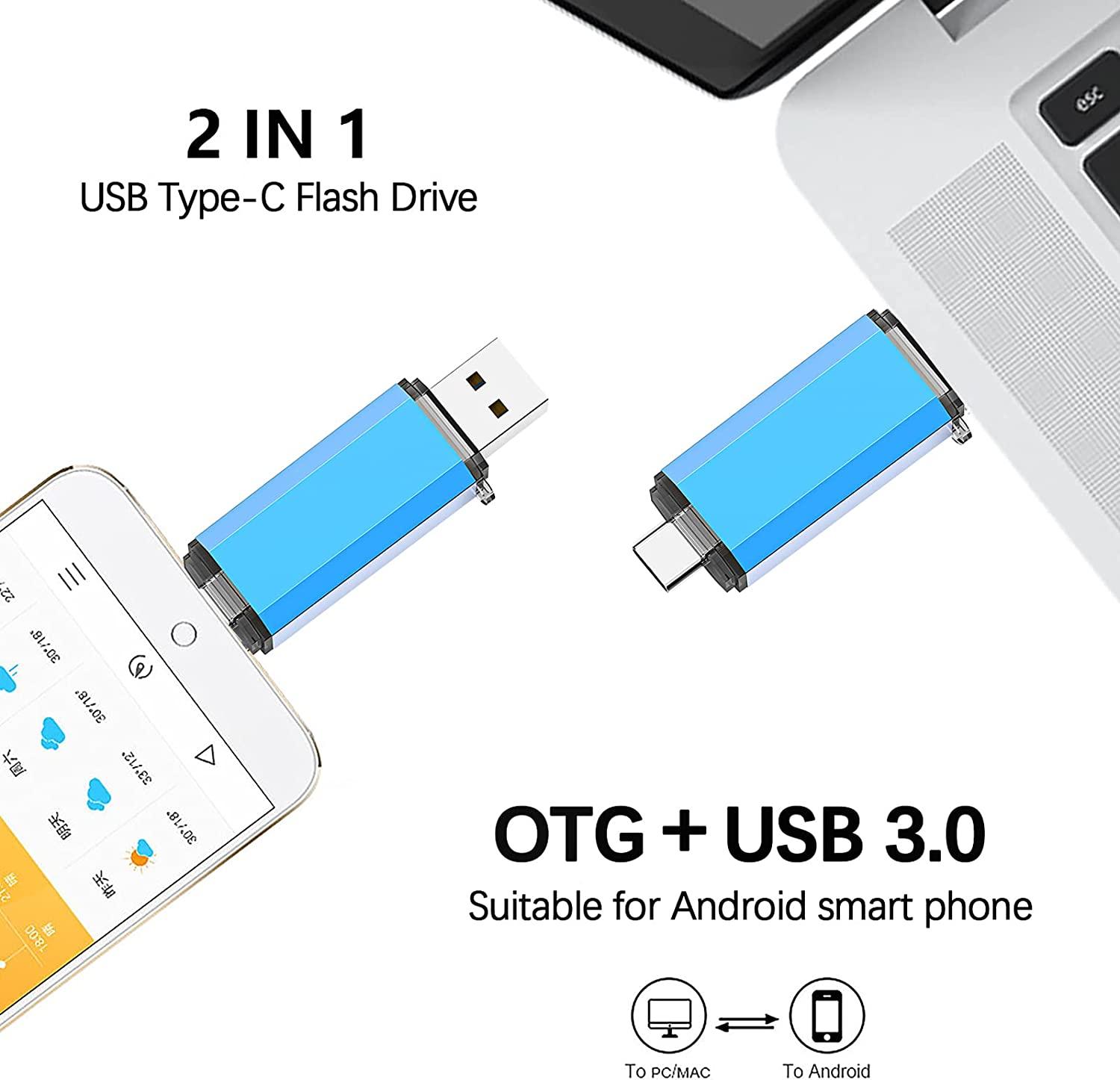 64GB USB C Flash Drive, Alihelan 2 1 OTG Dual Type C Thumb Drive 64 USB 3.0 Pen Drive Memory Stick Photo Stick for USB-C Smartphone Tablet Mac PC Computers