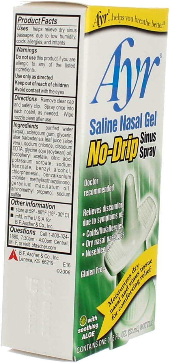 Ayr Saline Nasal Gel NoDrip Sinus Spray0.75 Ounce, Quantity of 5