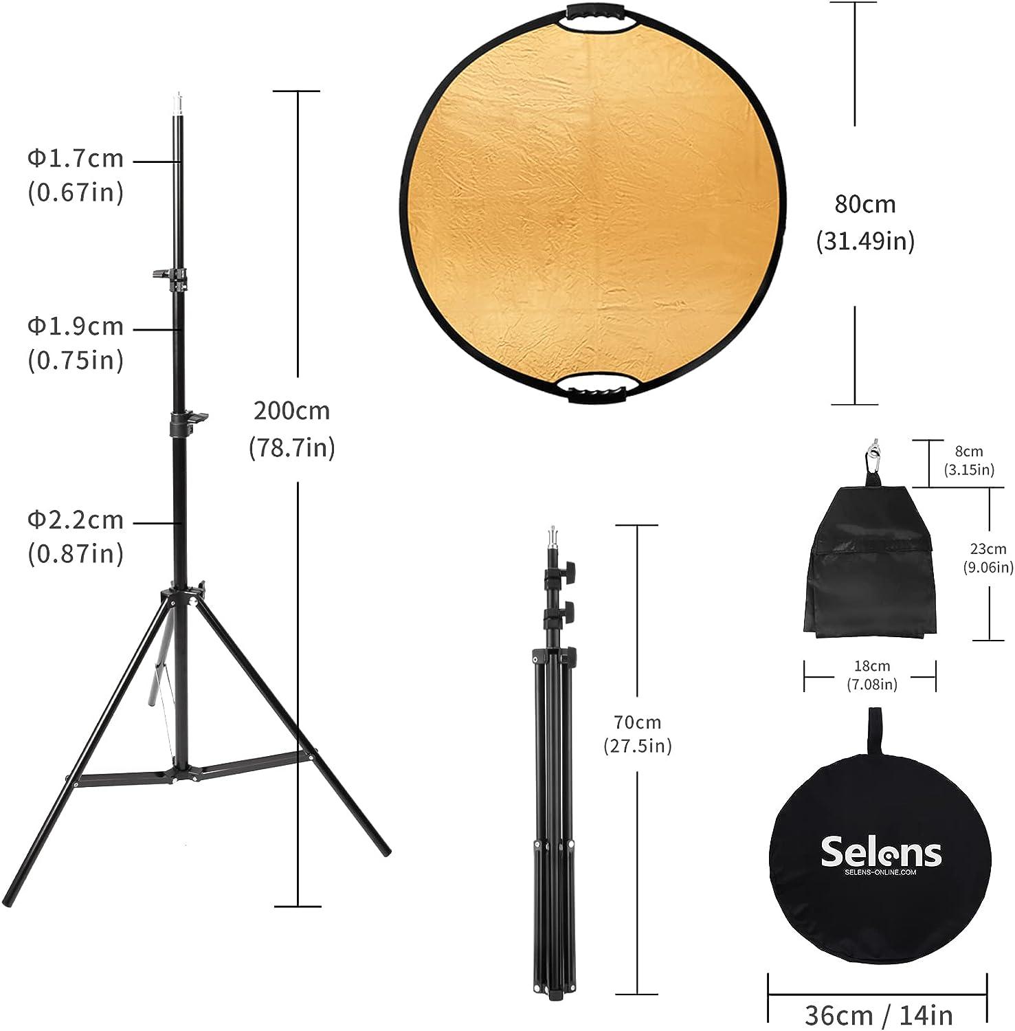 Selens 32in 5-in-1 Light Reflector Holder Stand Kit with Boom Arm