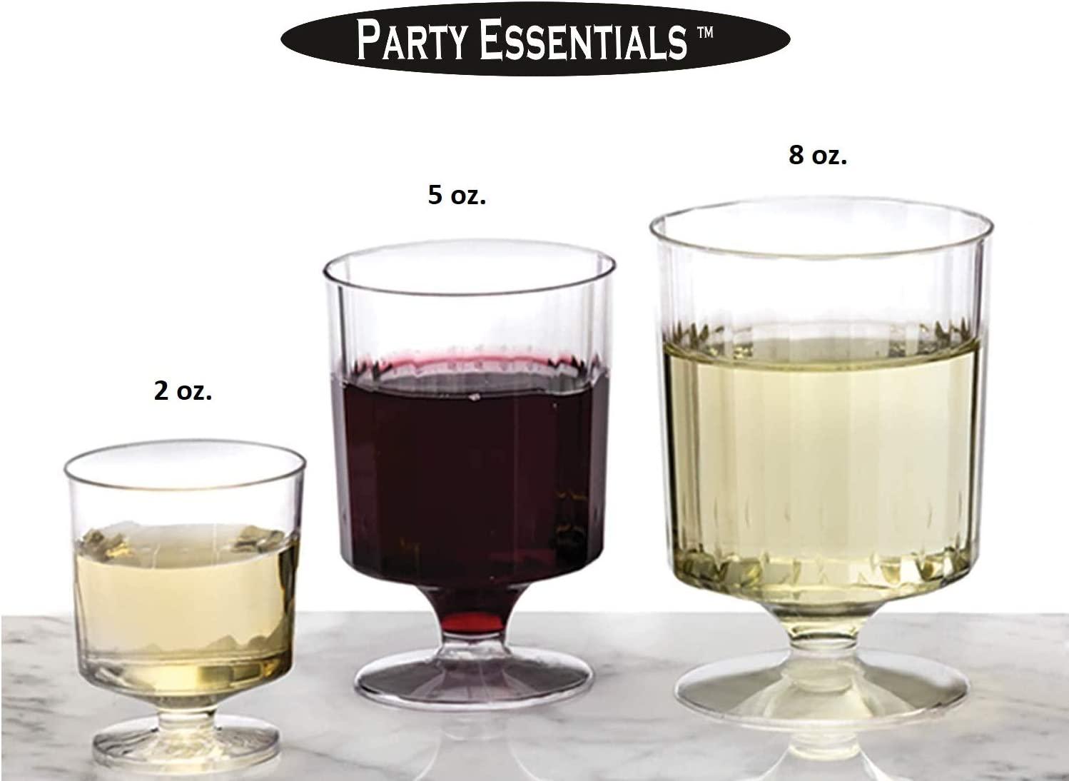 Party Essentials Plastic 1 Piece Wine Glasses, 5-Ounce Stemware, 10-Count,  Clear 5 oz Stemware, 10-Count