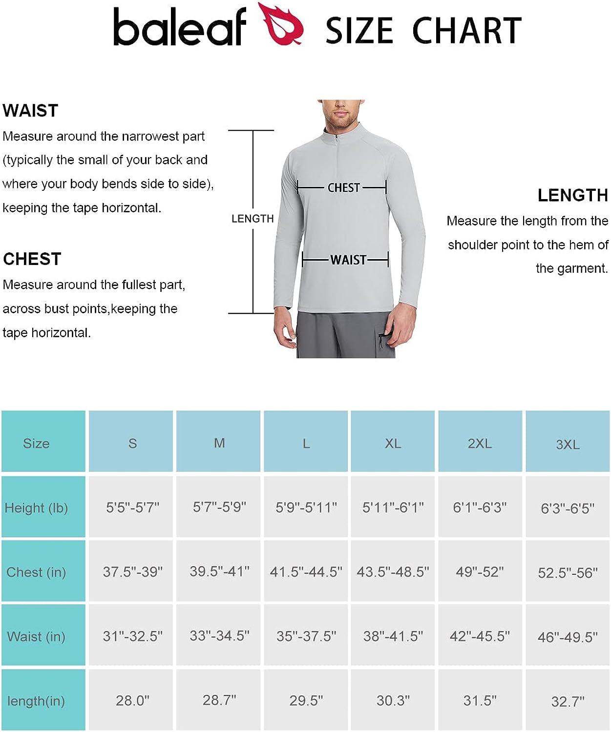BALEAF Men's SPF Sun Shirts Long Sleeve 1/4 Zip Pullover UPF 50+ Rash Guard  UV Protection Workout Golf Clothing Grey Large