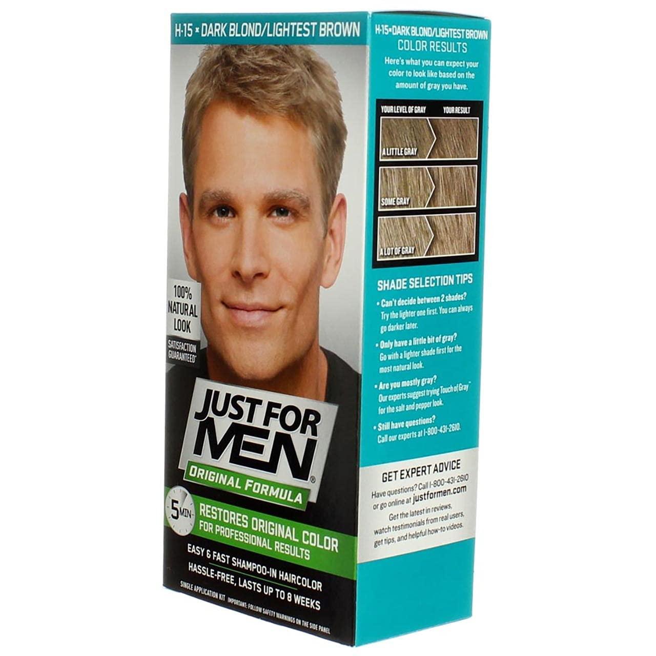 Just for Men Original Formula Men's Hair Color Dark Blond/Lightest Brown  H-15 Single Application Kit